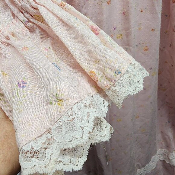 Vintage Handmade 70's Prairie CottageCore Pink Floral Long Sleeve Dress Sz 0? - Picture 6 of 16